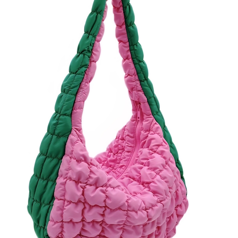 Pink and Green Quilted Women's Bag